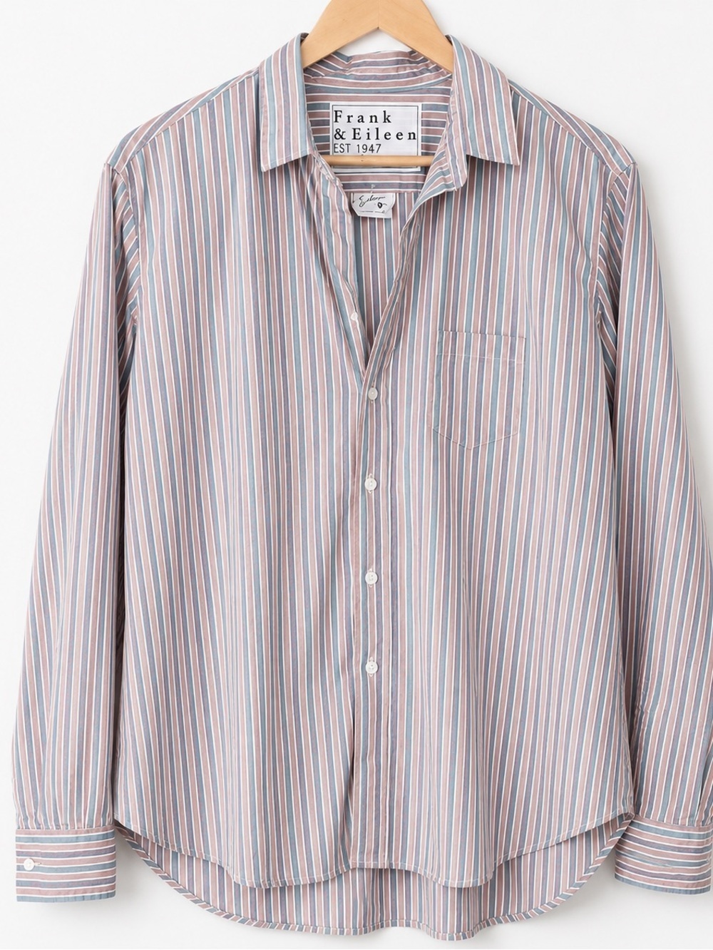 Frank & Eileen Eileen Italian Cotton Stripe Button Down Shirt Large - Picture 2 of 8